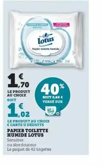 Super U Papier toilette humide lotus offre