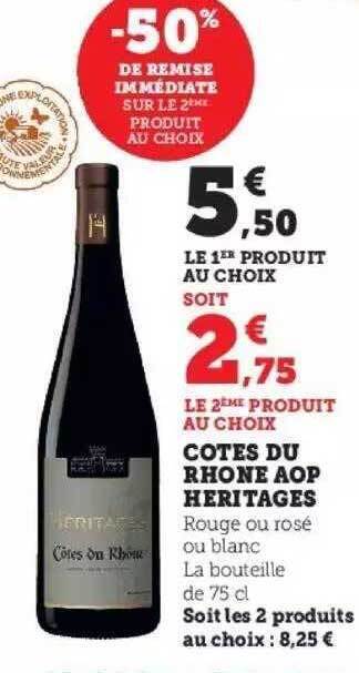 Super U Côtes du rhône aop héritages offre