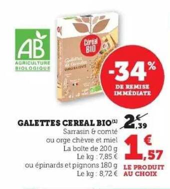 Super U Galettes céréal bio offre