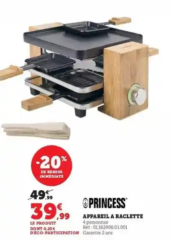 Super U Appareil à raclette princess offre