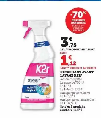 Super U Détachant avant lavage k2r offre
