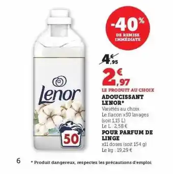 Super U Adoucissant lenor pour parfum de linge offre