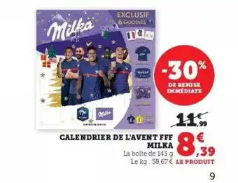 Super U Calendrier de l'avent fff milka offre