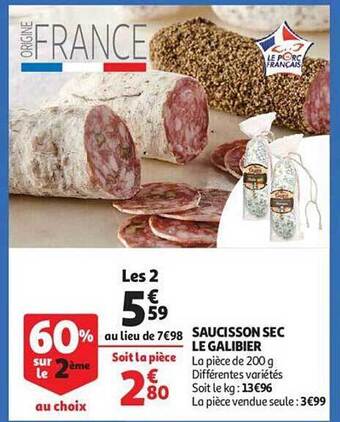 Auchan Saucisson sec le galibier offre