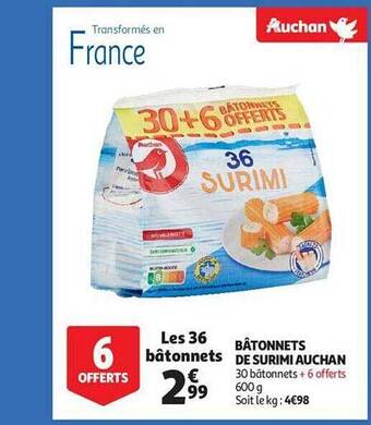Auchan Bâtonnets de surimi auchan offre