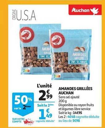 Auchan Amandes grillées auchan offre