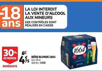 Auchan Bière blonde 1664 offre