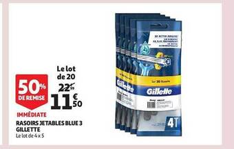 Auchan Rasoirs jetables blue 3 gillette offre
