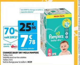 Auchan Changes baby dry mega pampers offre