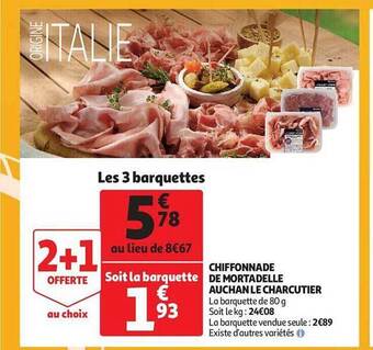 Auchan Chiffonnade de mortadelle auchan le charcutier offre