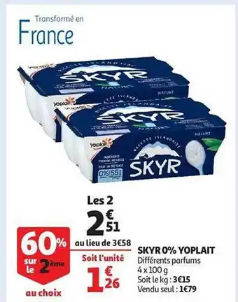 Auchan Skyr 0% yoplait offre