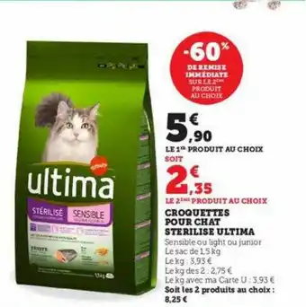 Super U Croquettes pour chat stérilisé ultima offre