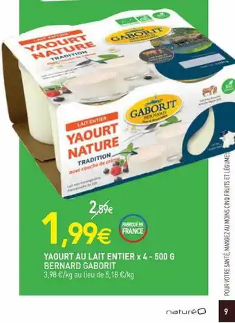 naturéO Yaourt au lait entier bernard gaborit offre