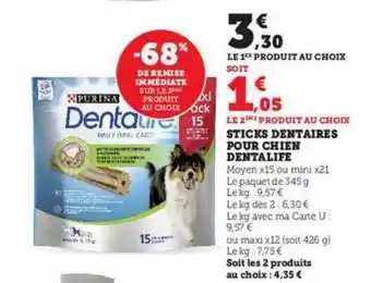 Super U Sticks dentaires pour chien dentalife offre