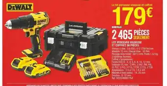 Brico Dépôt Lot perceuse visseuse et coffret 56 pièces dewalt offre
