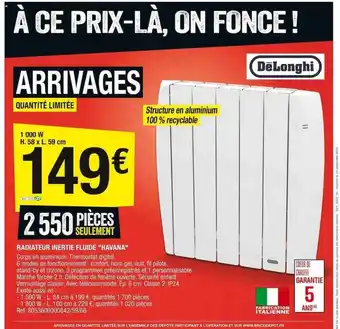 Brico Dépôt Radiateur inertie fluide offre