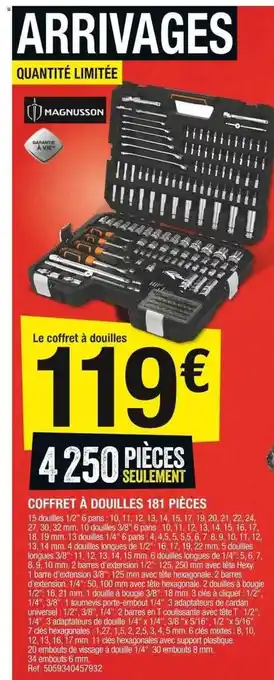 Brico Dépôt Coffret à douilles 181 pièces magnusson offre