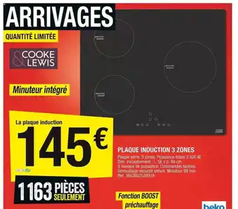 Brico Dépôt Plaque induction 3 zones cooke & lewis offre
