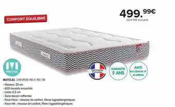 Gitem Matelas chevron 140 x 190 cm merinos offre