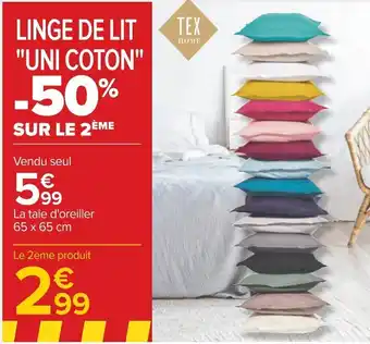 Carrefour Linge de Lit Uni Coton offre