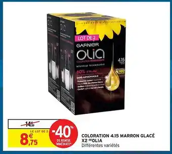 Intermarché Coloration 4.15 maroon glacé x2 olia offre
