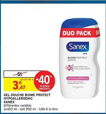 Intermarché Gel douche biome protect hypoallergenic sanex offre