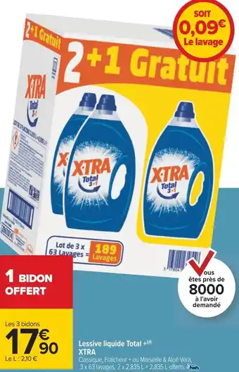 Carrefour Xtra lessive liquide total + offre