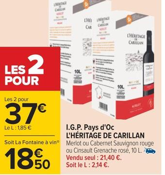 Carrefour L'héritage de carillan i.g.p. pays d'oc offre