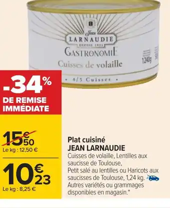 Carrefour Jean larnaudie plat cuisiné offre