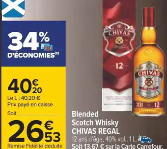 Carrefour Chivas regal blended scotch whisky offre