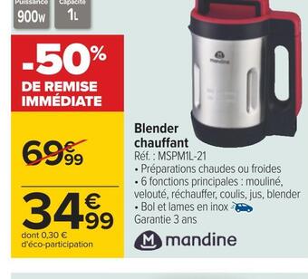 Carrefour Mandine blender chauffant offre