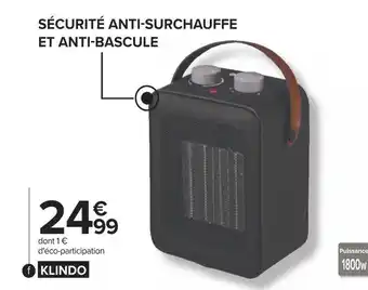 Carrefour Klindo chauffage soufflant céramique offre