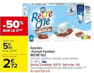 Carrefour Market Récré olé gourdes format familial offre