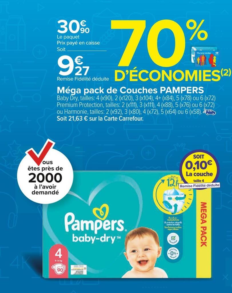 Promo Pampers méga pack de couches chez Carrefour Market