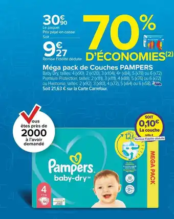 Carrefour Market Pampers méga pack de couches offre