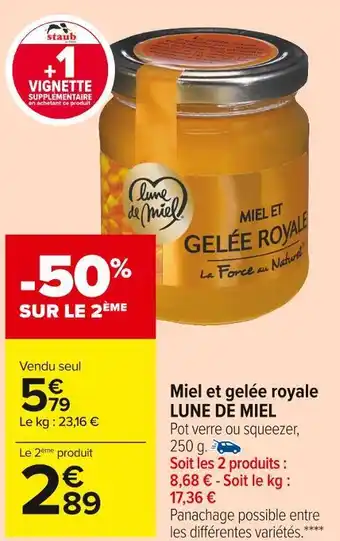 Carrefour Market Lune de miel miel et gelée royale offre