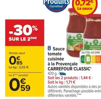 Carrefour Carrefiur carrefour classic' sauce tomate cuisinée à la provençale offre