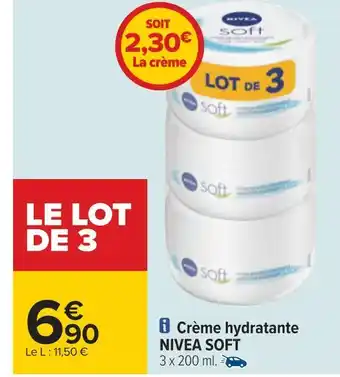 Carrefour Nivea soft crème hydratante offre