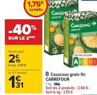 Carrefour Carrefour couscous grain fin offre