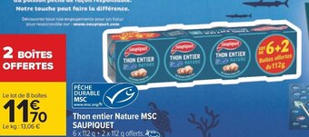 Carrefour Saupiquet thon entier nature msc offre