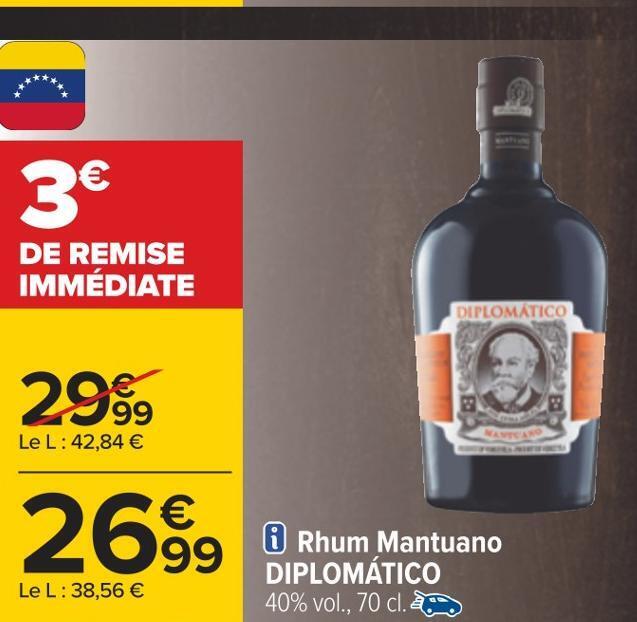 Promo Diplomático rhum mantuano chez Carrefour