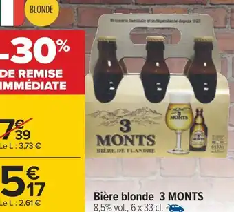 Carrefour 3 monts bière blonde offre