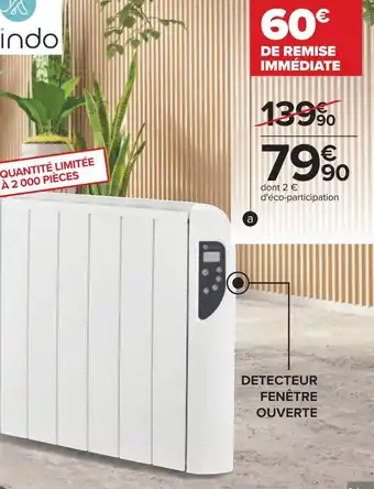 Carrefour Klindo radiateur électrique mural à inertie sèche offre
