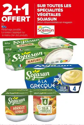 Sojasun 2+1 offert sur toutes les spécialités végétales sojasun