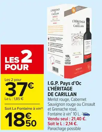 Carrefour Market L’héritage de carillan i.g.p. pays d’oc offre