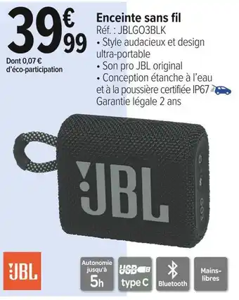 Carrefour Market Jbl enceinte sans fil offre