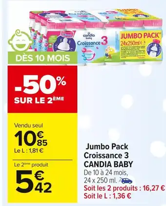 Carrefour Market Candia baby jumbo pack croissance 3 offre