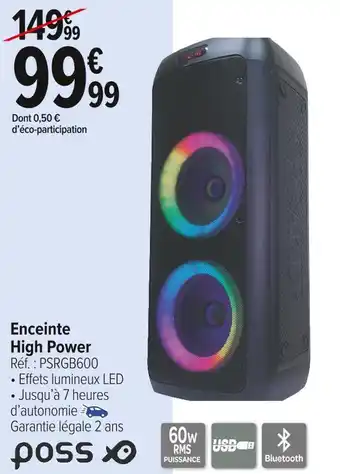 Carrefour Market Poss enceinte high power offre
