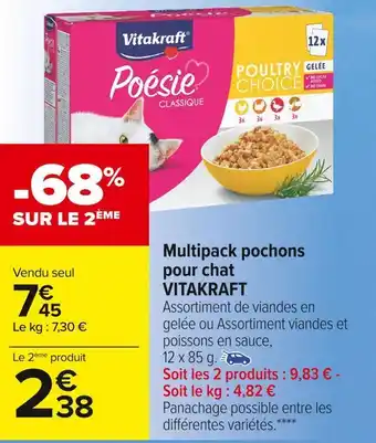 Carrefour Market Vitakraft multipack pochons pour chat offre