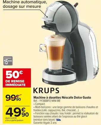 Carrefour Market Krups machine à dosettes néscafe dolce gusto offre